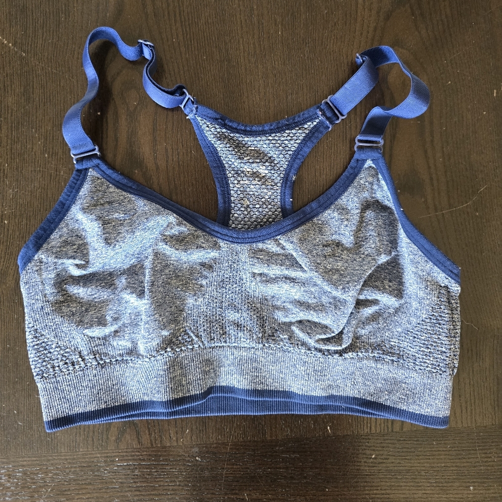 New Balance Blue Sports Bra with Racerback Design